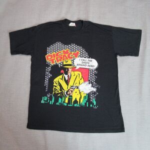 Vintage Dick Tracy T Shirt Mens L Black Comic 80s Single Stitch Tee Disney Movie